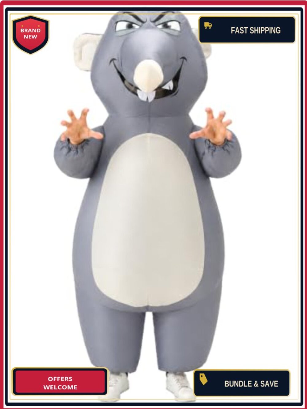 Inflatable Rat Costume Halloween Blow Up Adult Men Women One Size